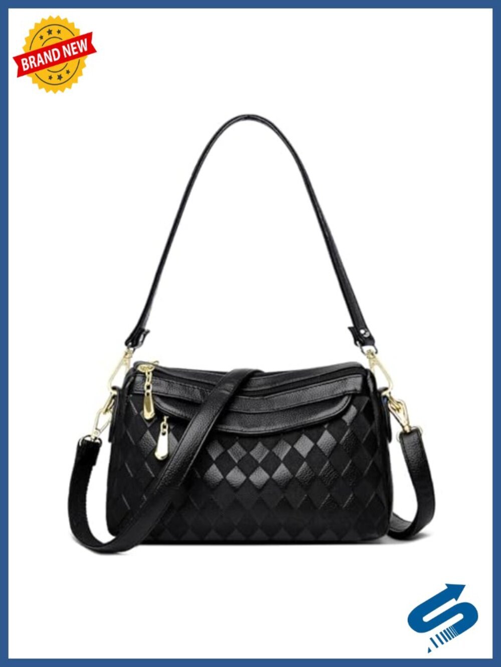 Quilted PU Leather Hobo Crossbody Bag Small Shoulder Tote Satchel